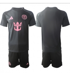 Men's Inter Miami CF Blank 2025 Black Away Soccer Jersey Suit