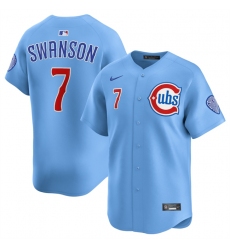 Men's Chicago Cubs #7 Dansby Swanson Blue 2024-25 2nd Alternate Limited Stitched Baseball Jersey