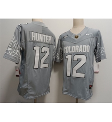 Men's Colorado Buffaloes #12 Travis Hunter Grey With XII Patch 2024 F.U.S.E Stitched Football Jersey