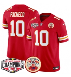 Men's Kansas City Chiefs #10 Isiah Pacheco Red F.U.S.E. 2024 AFC West Division Champions Vapor Limited Stitched Football Jersey