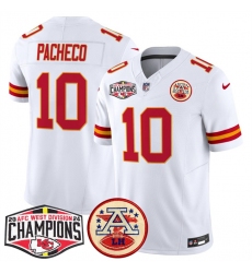 Men's Kansas City Chiefs #10 Isiah Pachecoy White F.U.S.E. 2024 AFC West Division Champions Vapor Limited Stitched Football Jersey