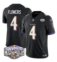 Men's Baltimore Ravens #4 Zay Flowers Black F.U.S.E 2024 AFC North Division Champions Vapor Limited Football Jersey