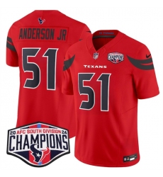 Men's Houston Texans #51 Will Anderson Jr. Red F.U.S.E. 2024 AFC South Division Champions Vapor Limited Stitched Football Jersey