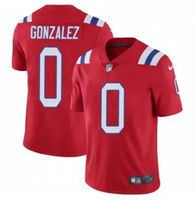 Youth New England Patriots #0 Christian Gonzalez Red Stitched Vapor Limited Jersey