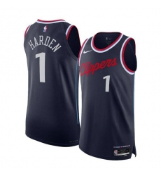 Men's Los Angeles Clippers #1 James Harden Navy 2024-25 Icon Edition Stitched Jersey