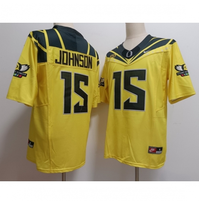 Men's Oregon Ducks #15 Tez Johnson Yellow Stitched NCAA Football Jersey