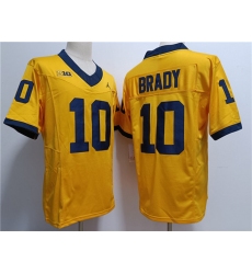 Men's Michigan Wolverines #10 Tom Brady 2023 F.U.S.E. Yellow Stitched Jersey