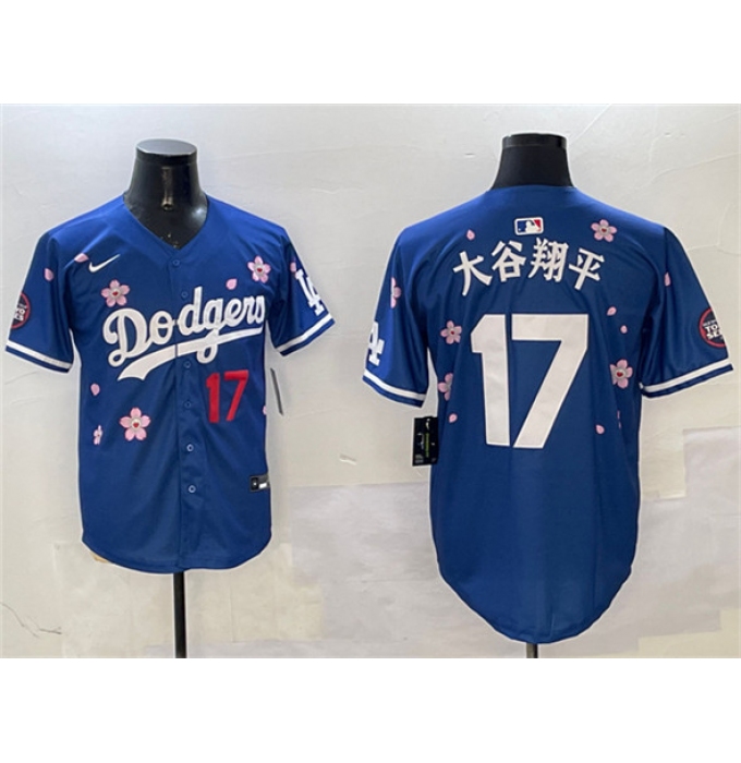 Men's Los Angeles Dodgers #17 大谷翔平 Royal 2025 Tokyo Series Limited Stitched Baseball Jersey