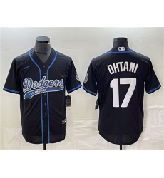 Men's Los Angeles Dodgers #17 Shohei Ohtani Black Cool Base Stitched Baseball Jersey