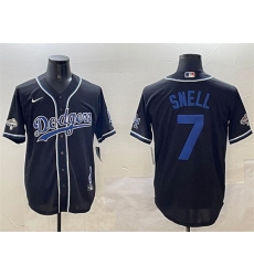 Men's Los Angeles Dodgers #7 Blake Snell Black 2024 World Series Champions Cool Base Stitched Baseball Jersey