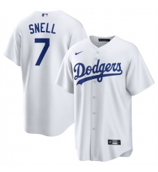 Men's Los Angeles Dodgers #7 Blake Snell White 2024 Cool Base Stitched Baseball Jersey