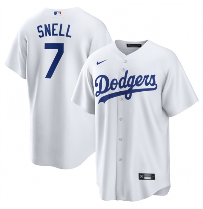 Men's Los Angeles Dodgers #7 Blake Snell White 2024 Cool Base Stitched Baseball Jersey