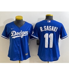 Women's Los Angeles Dodgers #11 Roki Sasaki Royal Cool Base Stitched Baseball Jersey(Run Small)