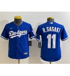 Youth Los Angeles Dodgers #11 Roki Sasaki Royal Cool Base Stitched Baseball Jersey