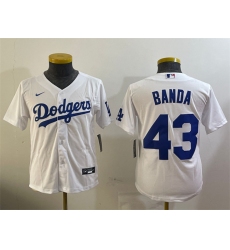 Youth Los Angeles Dodgers #43 Anthony Banda White Cool Base Stitched Baseball Jersey