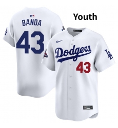 Youth Los Angeles Dodgers #43 Anthony banda White 2024 World Series Stitched Baseball Jersey