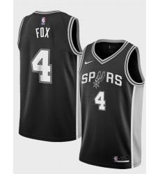 Men's San Antonio Spurs #4 De'Aaron Fox Black 2024-25 Icon Edition Stitched Basketball Jersey