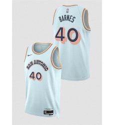 Men's San Antonio Spurs #40 Harrison Barnes Light Blue 2024-25 City Edition Stitched Basketball Jersey