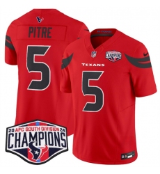 Men's Houston Texans #5 Jalen Pitre Red F.U.S.E. 2024 AFC South Division Champions Vapor Limited Stitched Football Jersey