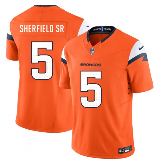 Men's Denver Broncos #5 Trent Sherfield Sr Orange 2025 F.U.S.E. Vapor Limited Football Stitched Jersey