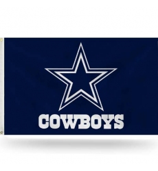 2Pcs Rico Industries NFL Dallas Cowboys Navy&Star 3' x 5' Banner Flag Single Sided - Indoor or Outdoor