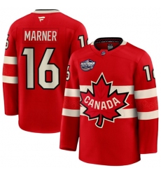 Men's Canada #16 Mitchell Marner Red 2025 4 Nations Face-Off Premium Stitched Jersey