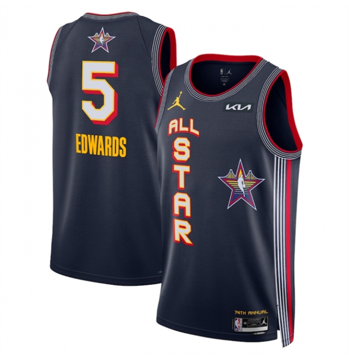 Men's 2025 All-Star #5 Anthony Edwards Navy Stitched Basketball Jersey