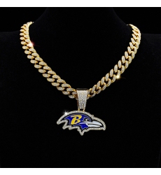 Gold 20inch Baltimore crow Team head NFL pendant Europe and the United States new fashion personality football necklace men and women street hip-hop