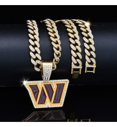 Gold 20inch Commander Washington Team head NFL pendant Europe and the United States new fashion personality football necklace men and women street hip-hop