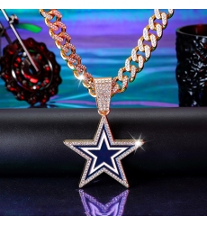 Gold 20inch Dallas Cowboy Team head NFL pendant Europe and the United States new fashion personality football necklace men and women street hip-hop