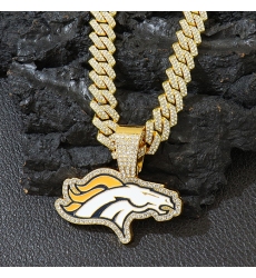 Gold 20inch Denver Broncos Team head NFL pendant Europe and the United States new fashion personality football necklace men and women street hip-hop