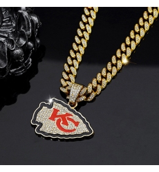 Gold 20inch Kansas City Chiefs Team head NFL pendant Europe and the United States new fashion personality football necklace men and women street hip-hop