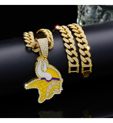 Gold 20inch Minnesota Vikings Team head NFL pendant Europe and the United States new fashion personality football necklace men and women street hip-hop