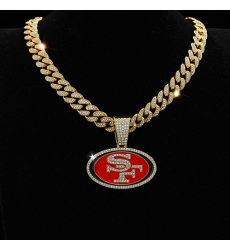 Gold 20inch San Francisco 49ers Team head NFL pendant Europe and the United States new fashion personality football necklace men and women street hip-hop