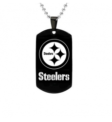 Pittsburgh Steelers NFL Necklace Logo Fans for men stainless steel titanium silver Black Dog tag Military tag pendant