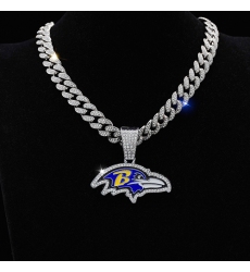 Silver 20inch Baltimore crow Team head NFL pendant Europe and the United States new fashion personality football necklace men and women street hip-hop