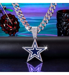 Silver 20inch Dallas Cowboy Team head NFL pendant Europe and the United States new fashion personality football necklace men and women street hip-hop