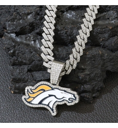 Silver 20inch Denver Broncos Team head NFL pendant Europe and the United States new fashion personality football necklace men and women street hip-hop