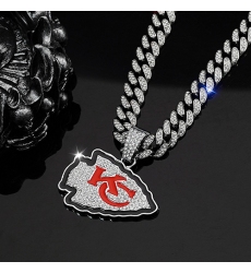 Silver 20inch Kansas City Chiefs Team head NFL pendant Europe and the United States new fashion personality football necklace men and women street hip-hop