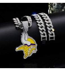 Silver 20inch Minnesota Vikings Team head NFL pendant Europe and the United States new fashion personality football necklace men and women street hip-hop