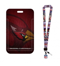 Arizona Cardinals -ID Stickers Badge Holder with Lanyard, Hard Plastic Key Card Work Badge Sleeve for Office,,