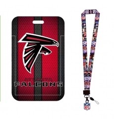 Atlanta Falcons  ID Stickers Badge Holder with Lanyard, Hard Plastic Key Card Work Badge Sleeve for Office, School, Factory, ID Credit Cards, Proximity Key