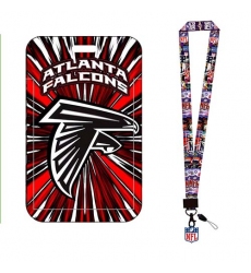 Atlanta Falcons ID Stickers Badge Holder with Lanyard, Hard Plastic Key Card Work Badge Sleeve for Office, School, Factory, ID Credit Cards,