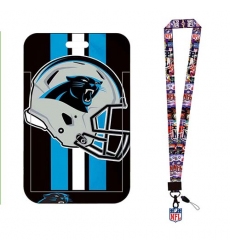 Carolina Panthers  ID Stickers Badge Holder with Lanyard, Hard Plastic Key Card Work Badge Sleeve for Office, School, Factory, ID Credit Cards, s2