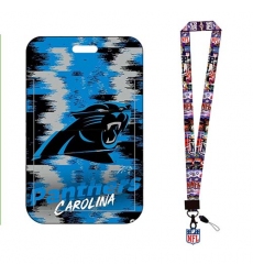 Carolina Panthers  ID Stickers Badge Holder with Lanyard, Hard Plastic Key Card Work Badge Sleeve for Office, 