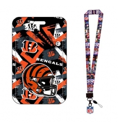 Cincinnati Bengals  ID Stickers Badge Holder with Lanyard, Hard Plastic Key Card Work Badge Sleeve for Office, School, Factory, ID Credit Cards,  