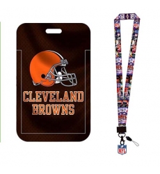 Cleveland Browns  ID Stickers Badge Holder with Lanyard, Hard Plastic Key Card Work Badge Sleeve for Office, School,.