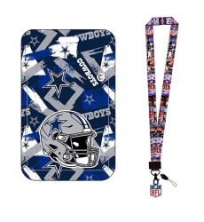 Dallas Cowboys  ID Stickers Badge Holder with Lanyard, Hard Plastic Key Card Work Badge Sleeve for Office, School, Factory, ID Credit Cards 