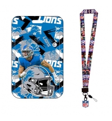 Detroit Lions  ID Stickers Badge Holder with Lanyard, Hard Plastic Key Card Work Badge Sleeve for Office, School, Factory, ID Credit Cards, Passes