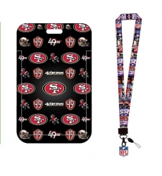 Francisco 49ers  ID Stickers Badge Holder with Lanyard, Hard Plastic Key Card Work Badge Sleeve for Office, School, Factory, ID Credit Cards,2